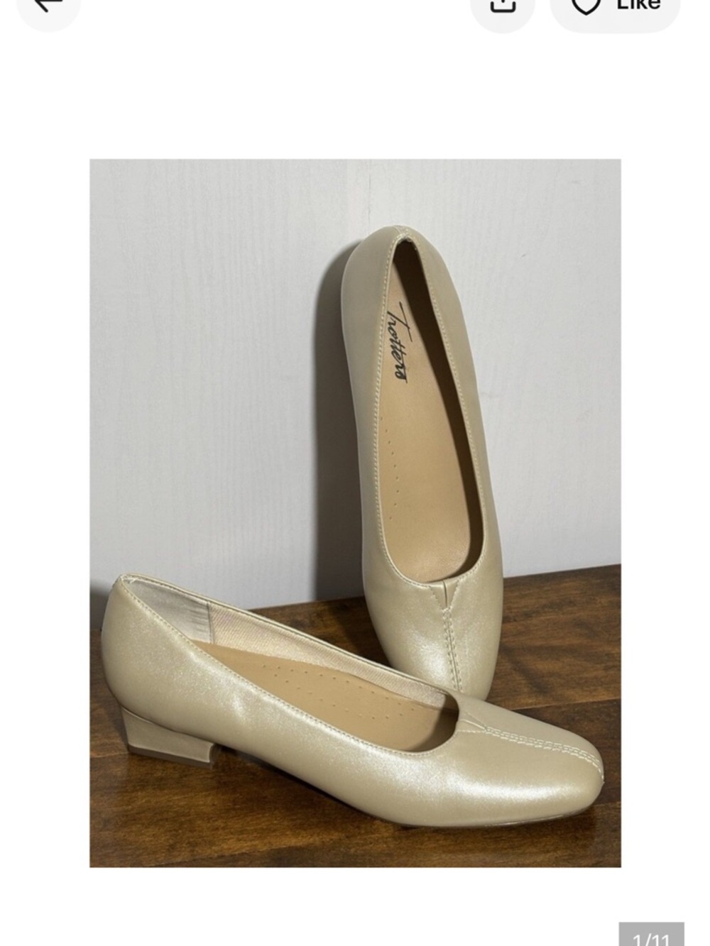 Trotters Doris Pumps Women's 9 SS Gold White Pearl Leather Like New No box